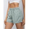 imageMakeMeChic Womens Elastic Waisted Plaid Shorts Lounge Pajama ShortsStriped Green