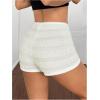 imageMakeMeChic Womens Leopard Print Ruched Shorts Elastic Waist Frill Trim Straight Leg ShortsApricot