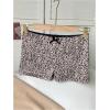 imageMakeMeChic Womens Leopard Print Ruched Shorts Elastic Waist Frill Trim Straight Leg ShortsBrown B