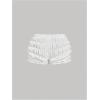 imageMakeMeChic Womens Leopard Print Ruched Shorts Elastic Waist Frill Trim Straight Leg ShortsWhite
