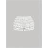 imageMakeMeChic Womens Leopard Print Ruched Shorts Elastic Waist Frill Trim Straight Leg ShortsWhite