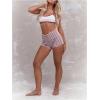 imageMakeMeChic Womens Stripes Pattern Knitted Shorts Elastic Waist Skinny Fit Track ShortsDusty Purple
