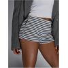imageMakeMeChic Womens Stripes Pattern Knitted Shorts Elastic Waist Skinny Fit Track ShortsLight Grey