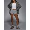 imageMakeMeChic Womens Stripes Pattern Knitted Shorts Elastic Waist Skinny Fit Track ShortsLight Grey