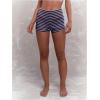 imageMakeMeChic Womens Stripes Pattern Knitted Shorts Elastic Waist Skinny Fit Track ShortsPurple