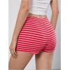 imageMakeMeChic Womens Stripes Pattern Knitted Shorts Elastic Waist Skinny Fit Track ShortsRed