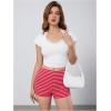 imageMakeMeChic Womens Stripes Pattern Knitted Shorts Elastic Waist Skinny Fit Track ShortsRed
