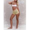 imageMakeMeChic Womens Stripes Pattern Knitted Shorts Elastic Waist Skinny Fit Track ShortsYellow