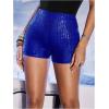 imageMakeMeChic Womens Y2K Party Sequined Shorts Glitter Straight Leg Elastic Waist Skinny Fit Mini ShortsRoyal Blue