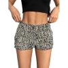 imageMakeMeChic Womens Leopard Print Ruched Shorts Elastic Waist Frill Trim Straight Leg ShortsGrey