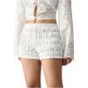 imageMakeMeChic Womens Leopard Print Ruched Shorts Elastic Waist Frill Trim Straight Leg ShortsWhite