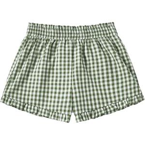 imageMakeMeChic Womens Elastic Waisted Plaid Shorts Lounge Pajama ShortsGingham Green