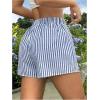 imageMakeMeChic Womens 3 Pack Plaid Boxer Shorts Y2k Elastic High Waist Lounge Gingham ShortsBlue Plaid and Striped