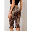 imageMakeMeChic Womens Cheetah Print Capri Leggings High Elastic Waist Y2K Knee Length LeggingsMulticolor