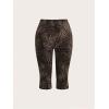 imageMakeMeChic Womens Cheetah Print Capri Leggings High Elastic Waist Y2K Knee Length LeggingsMulticolor B