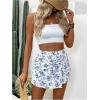 imageMakeMeChic Womens Floral Boho Shorts Twist Front Elastic Waist Summer SkortsWhite