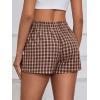 imageMakeMeChic Womens Gingham Pajama Bottom Elastic Waist Wide Leg Sleepwear Plaid Lounge ShortsBrown
