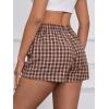imageMakeMeChic Womens Gingham Pajama Bottom Elastic Waist Wide Leg Sleepwear Plaid Lounge ShortsBrown