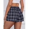 imageMakeMeChic Womens Gingham Pajama Bottom Elastic Waist Wide Leg Sleepwear Plaid Lounge ShortsDark Blue