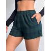 imageMakeMeChic Womens Gingham Pajama Bottom Elastic Waist Wide Leg Sleepwear Plaid Lounge ShortsDark Green