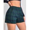 imageMakeMeChic Womens Gingham Pajama Bottom Elastic Waist Wide Leg Sleepwear Plaid Lounge ShortsDark Green