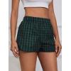 imageMakeMeChic Womens Gingham Pajama Bottom Elastic Waist Wide Leg Sleepwear Plaid Lounge ShortsGreen