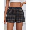 imageMakeMeChic Womens Gingham Pajama Bottom Elastic Waist Wide Leg Sleepwear Plaid Lounge ShortsMulticolor