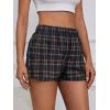 imageMakeMeChic Womens Gingham Pajama Bottom Elastic Waist Wide Leg Sleepwear Plaid Lounge ShortsMulticolor