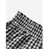 imageMakeMeChic Womens Gingham Ruffle Boxer Shorts Elastic High Waist Pajamas Lounge ShortsBlack and White