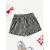imageMakeMeChic Womens Gingham Ruffle Boxer Shorts Elastic High Waist Pajamas Lounge ShortsBlack and White