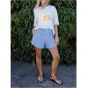 imageMakeMeChic Womens Gingham Ruffle Boxer Shorts Elastic High Waist Pajamas Lounge ShortsBlue a