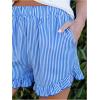 imageMakeMeChic Womens Gingham Ruffle Boxer Shorts Elastic High Waist Pajamas Lounge ShortsBlue a