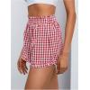 imageMakeMeChic Womens Gingham Ruffle Boxer Shorts Elastic High Waist Pajamas Lounge ShortsRed and White
