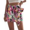 imageMakeMeChic Womens Knot Side Wrap Shorts Tie Dye Zip Back Skort Casual Summer ShortsMulticolor