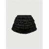 imageMakeMeChic Womens Leopard Bloomer Shorts Ruffle Hem Layered Y2K Bow Front Micro ShortsBlack
