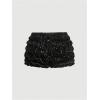 imageMakeMeChic Womens Leopard Bloomer Shorts Ruffle Hem Layered Y2K Bow Front Micro ShortsBlack Multi