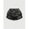 imageMakeMeChic Womens Leopard Bloomer Shorts Ruffle Hem Layered Y2K Bow Front Micro ShortsGrey