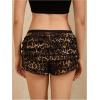 imageMakeMeChic Womens Leopard Bloomer Shorts Ruffle Hem Layered Y2K Bow Front Micro ShortsMulticolor