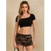 imageMakeMeChic Womens Leopard Bloomer Shorts Ruffle Hem Layered Y2K Bow Front Micro ShortsMulticolor
