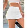 imageMakeMeChic Womens Mini Skirt with Shorts Y2K Pencil Micro SkortWhite Solid