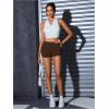 imageMakeMeChic Womens Workout Biker Shorts Elastic High Waisted Spandex Skinny Yoga Sporty ShortsCoffee Brown