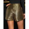 imageMakeMeChic Womens Y2k Sparkly Shorts Metallic Twist Front Asymmetrical Hem Party SkortsGold