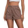 imageMakeMeChic Womens Gingham Pajama Bottom Elastic Waist Wide Leg Sleepwear Plaid Lounge ShortsBrown