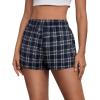 imageMakeMeChic Womens Gingham Pajama Bottom Elastic Waist Wide Leg Sleepwear Plaid Lounge ShortsDark Blue