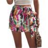 imageMakeMeChic Womens Knot Side Wrap Shorts Tie Dye Zip Back Skort Casual Summer ShortsMulticolor