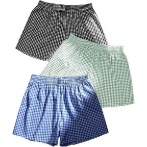 imageMakeMeChic Womens 3 Pack Plaid Boxer Shorts Y2k Elastic High Waist Lounge Gingham ShortsGreen Blue Black