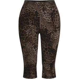 imageMakeMeChic Womens Cheetah Print Capri Leggings High Elastic Waist Y2K Knee Length LeggingsMulticolor B