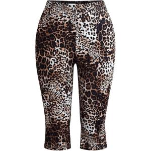 imageMakeMeChic Womens Cheetah Print Capri Leggings High Elastic Waist Y2K Knee Length LeggingsMulticolor a
