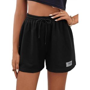 imageMakeMeChic Womens Elastic Waist Drawstring Sweat Shorts Workout Running Track ShortsBlack