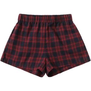 imageMakeMeChic Womens Gingham Pajama Bottom Elastic Waist Wide Leg Sleepwear Plaid Lounge ShortsRed